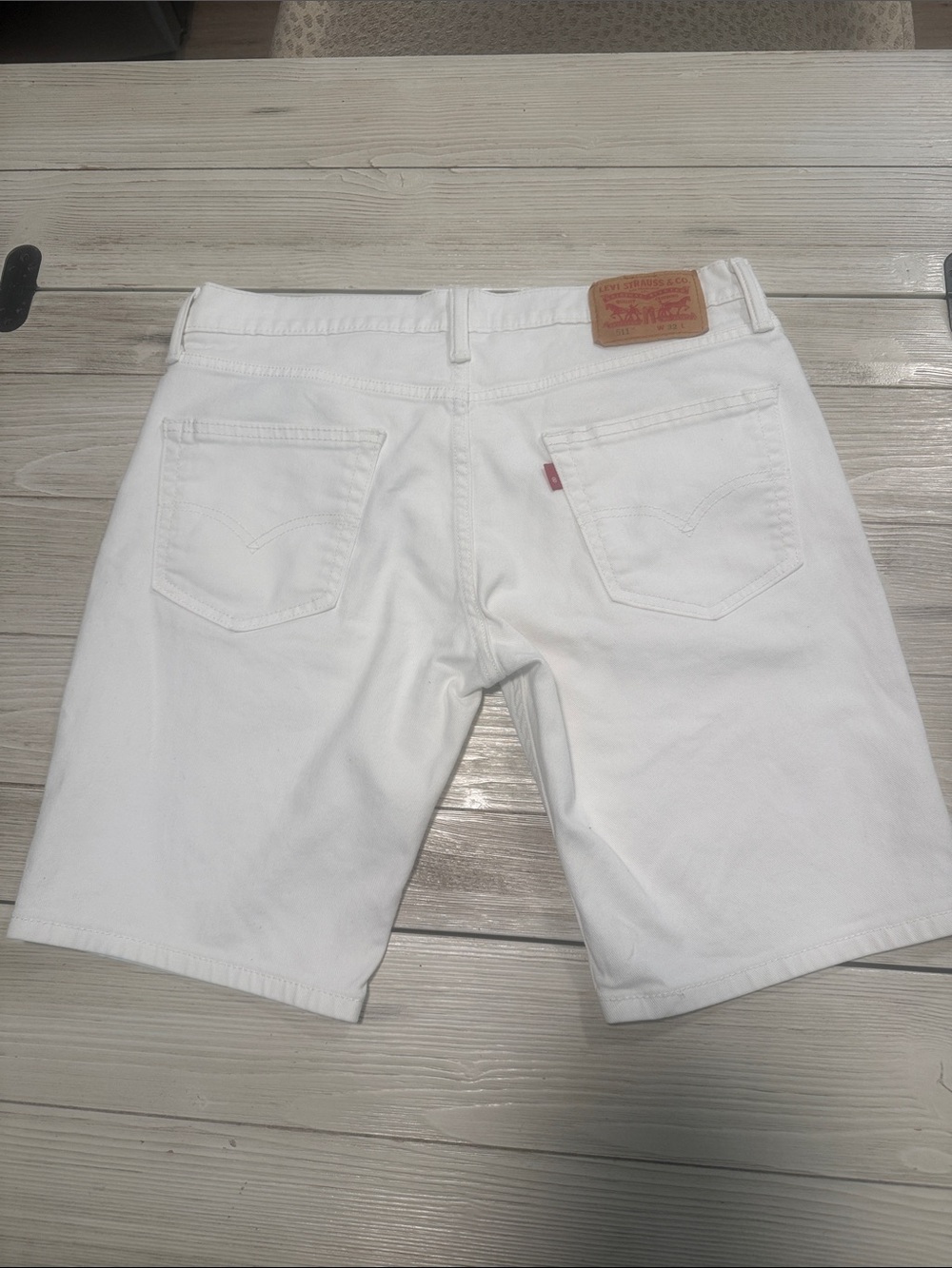 Levi's White Men’s Denim Shorts with Back Pockets